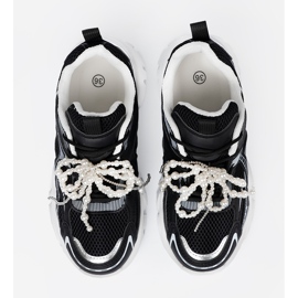Shelvt Zapatillas negras con arco blanco y cuentas negro 4