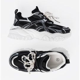 Shelvt Zapatillas negras con arco blanco y cuentas negro 5