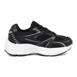 Shelvt Zapatillas negras con malla y suela blanca negro 2 Shelvt Zapatillas negras con malla y suela blanca negro 2
