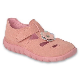 Zapatillas infantiles befado 535P005 rosa con flor rosado 3