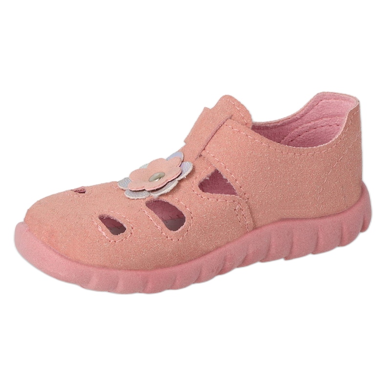 Zapatillas infantiles befado 535P005 rosa con flor rosado 1