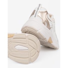 Shelvt Zapatillas blancas con insertos beige y dorado blanco 1 Shelvt Zapatillas blancas con insertos beige y dorado blanco 1
