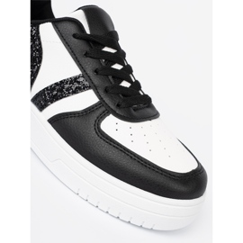 Shelvt Elegantes zapatillas en blanco y negro con insertos de brillo 1 Shelvt Elegantes zapatillas en blanco y negro con insertos de brillo 1