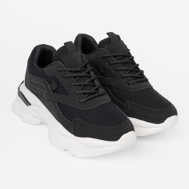Shelvt Zapatillas de deporte de deportes negros en una suela blanca gruesa 2