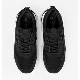Shelvt Zapatillas de deporte de deportes negros en una suela blanca gruesa 3