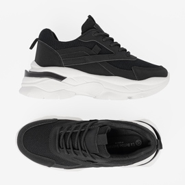 Shelvt Zapatillas de deporte de deportes negros en una suela blanca gruesa 4