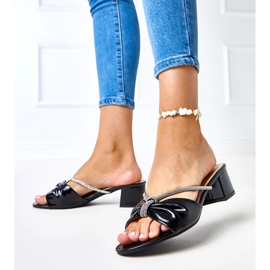 Mules de tacón decorado con circonitas Anbrani negro 3