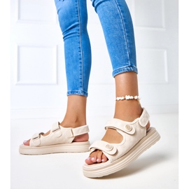 Sandalias beige con cinturones de barba ajustables 2