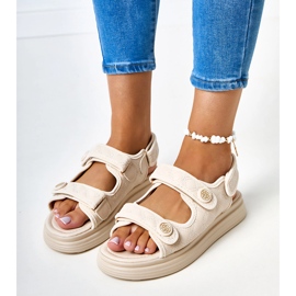 Sandalias beige con cinturones de barba ajustables 4