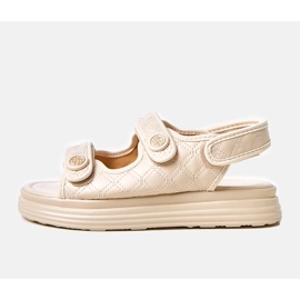 Sandalias beige con cinturones de barba ajustables 5