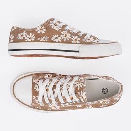 Shelvt Zapatillas beige para mujeres con flores 3