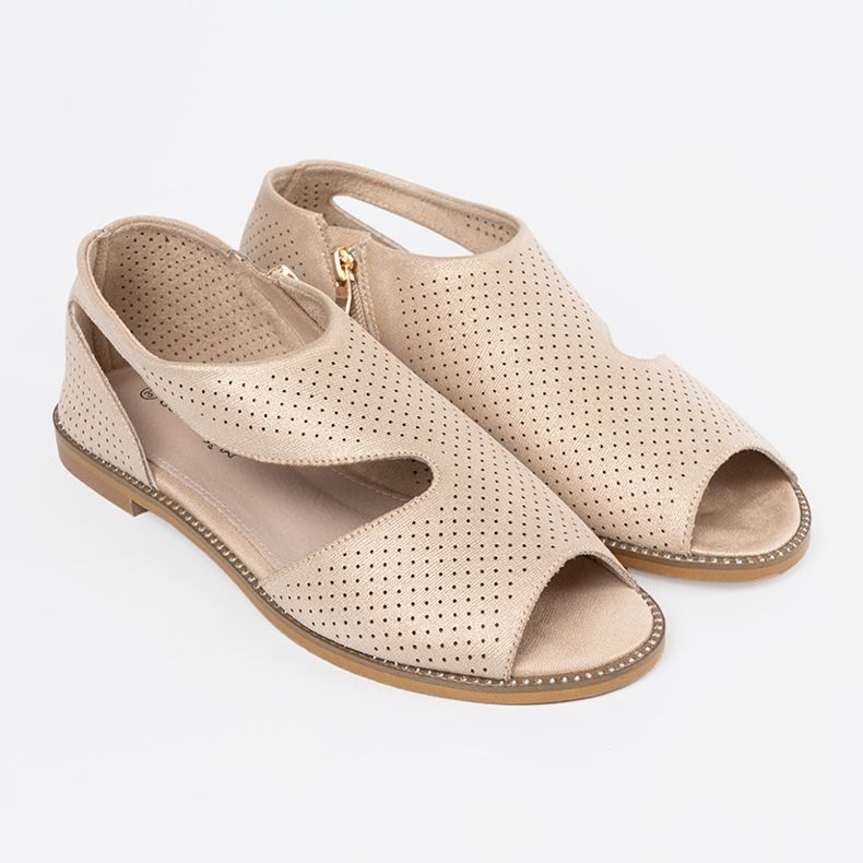 Goodin Sandalias doradas en una suela plana dorado 1