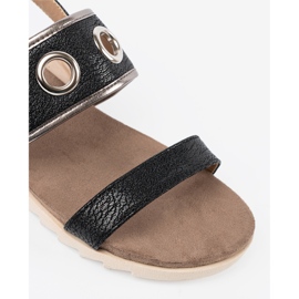 Shelvt Sandalias negras con ruedas de metal decorativas negro 1 Shelvt Sandalias negras con ruedas de metal decorativas negro 1