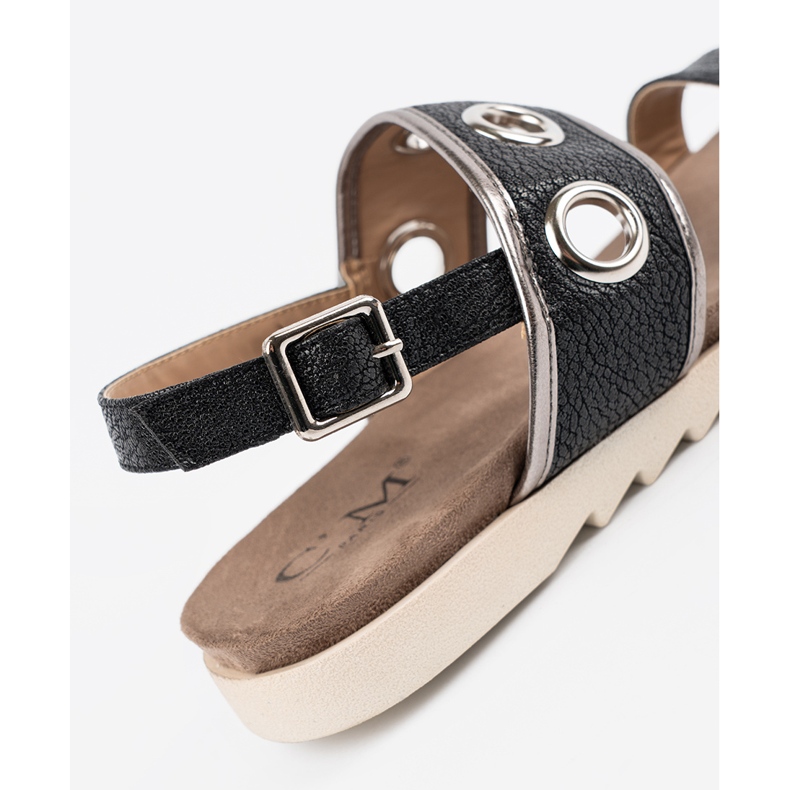 Shelvt Sandalias negras con ruedas de metal decorativas negro 2 Shelvt Sandalias negras con ruedas de metal decorativas negro 2