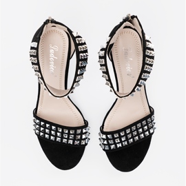 Shelvt Sandalias en un alfiler negro con circones 3