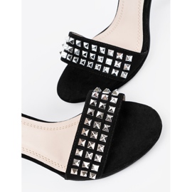 Shelvt Sandalias en un alfiler negro con circones 5