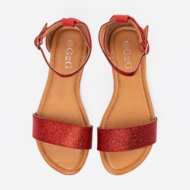 Shelvt Sandalias planas rojas con un talón cubierto rojo 1