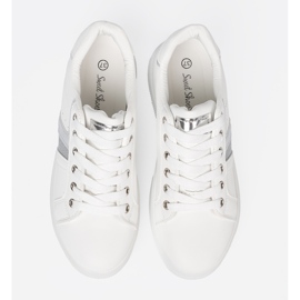 Shelvt Zapatillas blancas con acento de plata metálico blanco 4
