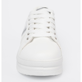 Shelvt Zapatillas blancas con acento de plata metálico blanco 1