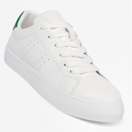 Shelvt Zapatillas blancas clásicas con acento verde blanco 1