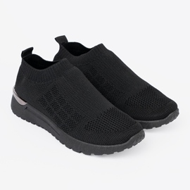 Shelvt Zapatos deportivos negros slip-on con una parte superior de malla 2
