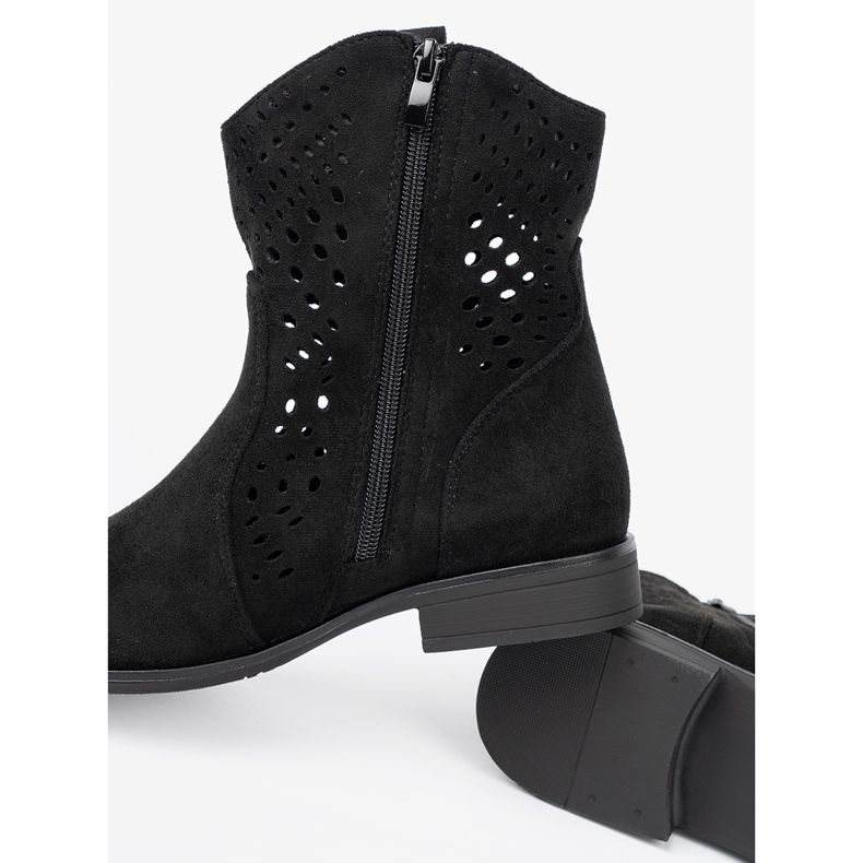Seastar Botas negras de Openwork en estilo vaquero negro 1