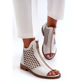 Zazoo 977/L Sandalias Piel Calada Con Cremallera, Blanco 2