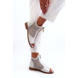Zazoo 977/L Sandalias Piel Calada Con Cremallera, Blanco 3