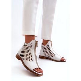 Zazoo 977/L Sandalias Piel Calada Con Cremallera, Blanco 1