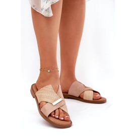 Tacones planos para mujeres con un beige decorativo Vinceza 17385 1