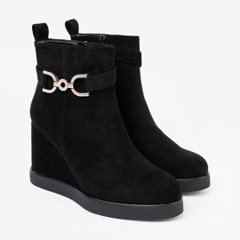 Shelvt Botas de ante negras con una abrazadera elegante negro 3