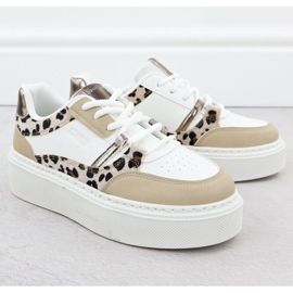 Zapatos deportivos en la plataforma ZZ con Leopard Print Big Star SS274357 blanco 2