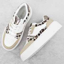 Zapatos deportivos en la plataforma ZZ con Leopard Print Big Star SS274357 blanco 3