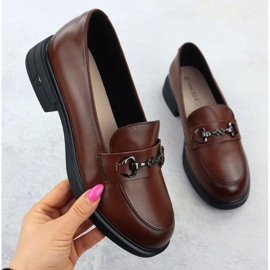 Zapatos de cuero para mujeres mocasines marrones Vinceza 39958 marrón 1