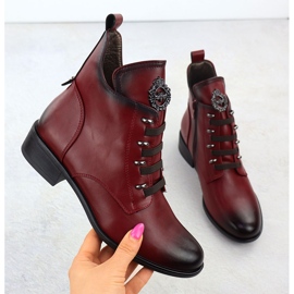 Botas de tacón plano Jezzi rojo aislante ASA198-21 1