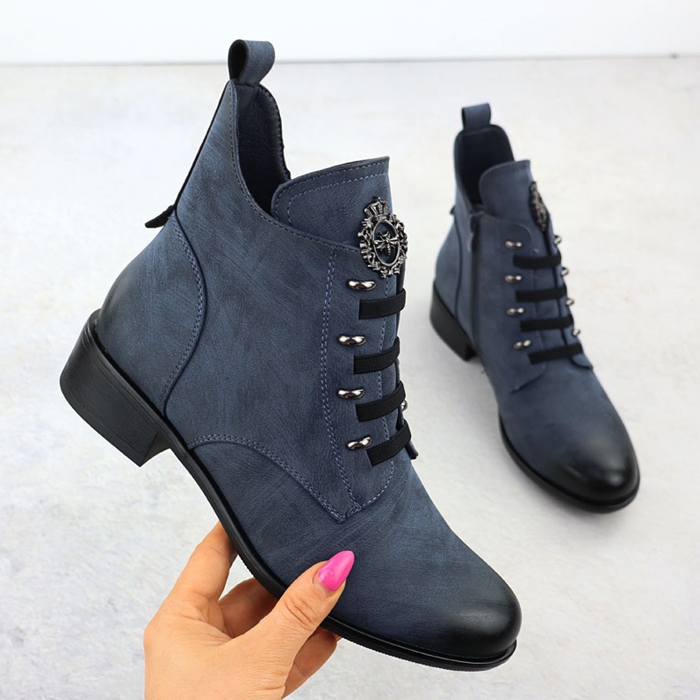 Botas de tacón plano Jezzi aislada ASA198-21 azul 1