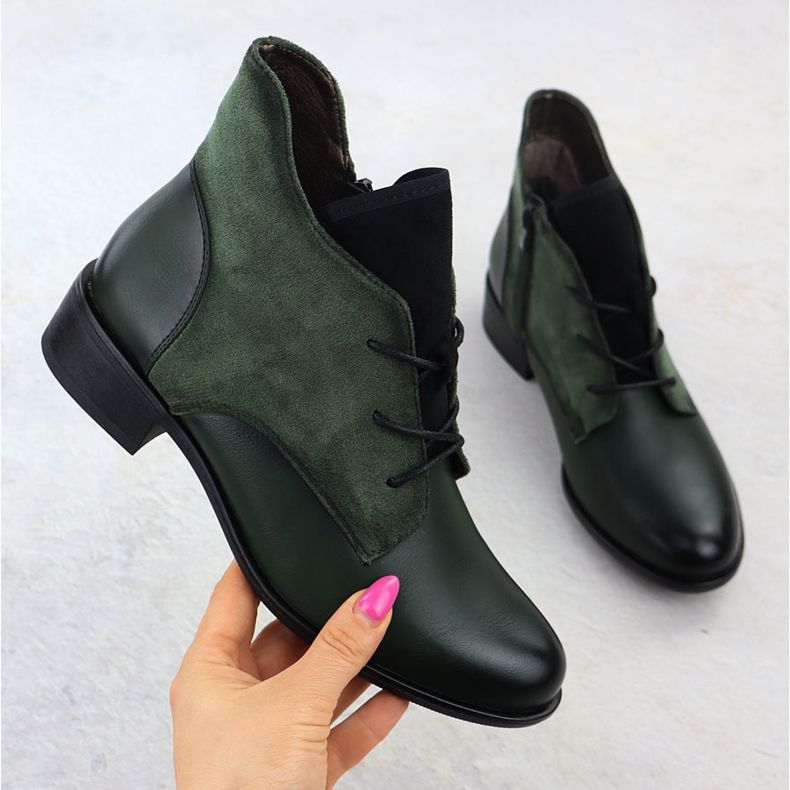 Jezzi Botas verdes aisladas para mujeres ASA198-15 1