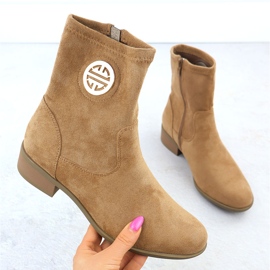 Botas de gamuza para mujeres con decoración beige jezzi 198-28 1