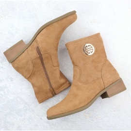 Botas de gamuza para mujeres con decoración beige jezzi 198-28 3