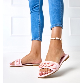 Chanclas rosas con cadena Aliyan mate rosado 4