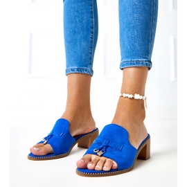 Chanclas azules con un adorno en el cinturón de garien 2