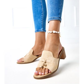 Beige flop -flops en el adorno de abedul 2