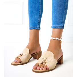 Beige flop -flops en el adorno de abedul 1