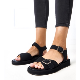 Sandalias negras con hebilla en el cinturón de Mirkas negro 1