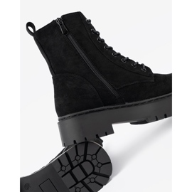 Shelvt Botas de mujer negra con acabado de gamuza negro 2