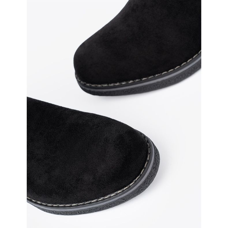 Shelvt Botas negras simples con un cómodo tacón negro 1 Shelvt Botas negras simples con un cómodo tacón negro 1