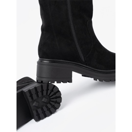 Shelvt Botas de mujer negras en una suela maciza. negro 2