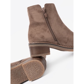 Shelvt Botas de beige oscuro clásico con un tacón estable 1