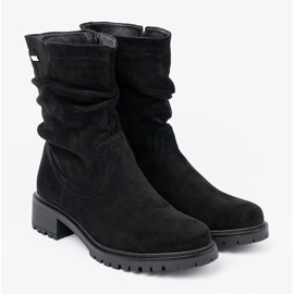 Shelvt Botas negras con una parte superior arrugada y una cremallera negro 2