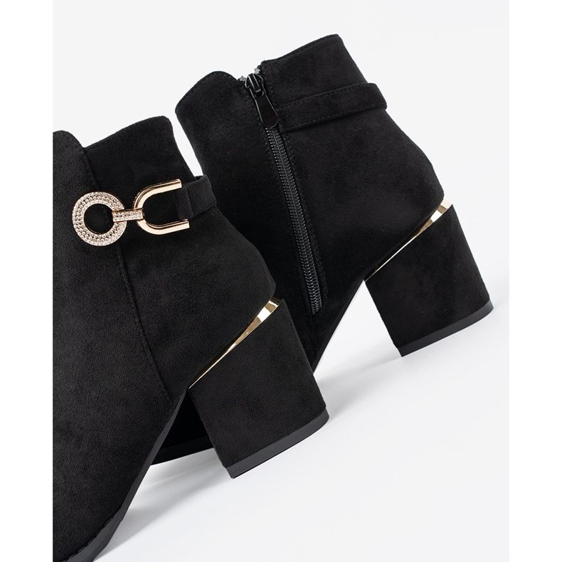 Shelvt Botas de mujer negra con una elegante hebilla negro 1